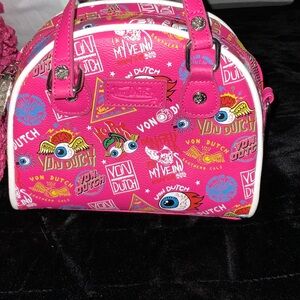 Von Dutch Pink Mini Bag with Graphic Design